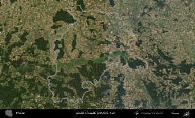 powiat ostrowski. Polonya 'nın idari bölgesini, Ekim 2017' de çekilen Kopernik Nöbetçi karolarından oluşan bir uydu görüntüsüne göre özetledik.