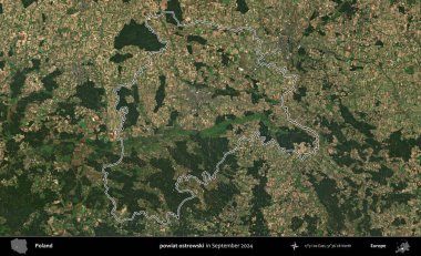 powiat ostrowski. Eylül 2024 'te çekilen Kopernik Nöbetçi karolarından oluşan bir uydu görüntüsünde Polonya' nın idari bölgesinin ana hatları belirlendi