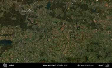 powiat oswiecimski. Polonya 'nın idari bölgesi Kopernik Sentinel' in Ekim 2019 'da çekilmiş uydu görüntüsü üzerine kurulmuştur.