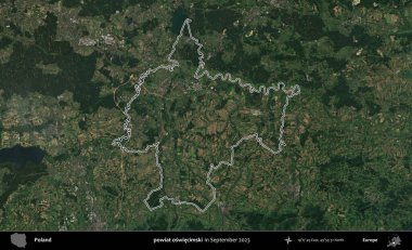 powiat oswiecimski. Eylül 2023 'te çekilen Copernicus Sentinel karolarından oluşan bir uydu görüntüsü üzerine Polonya' nın idari bölgesinin ana hatlarını belirledik.