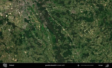 powiat otwocki. Copernicus Sentinel 'in Haziran 2018' de çekilmiş uydu görüntüsü üzerine Polonya 'nın idari bölgesi