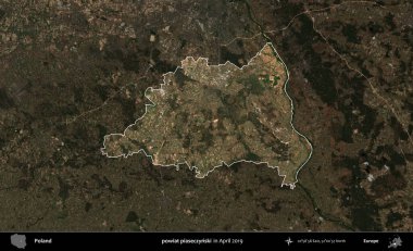 powiat piaseczynski. Polonya 'nın idari alanı, Nisan 2019' da çekilen Kopernik Nöbetçi karolarından oluşan koyu renkli bir uydu görüntüsü üzerine vurgulandı ve özetlendi.