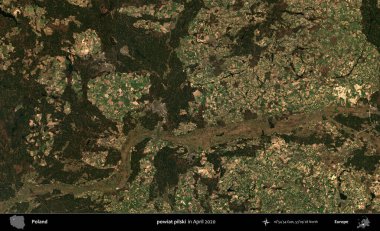 powiat pilski. Nisan 2020 'de Copernicus Sentinel karolarından oluşan bir uydu görüntüsü üzerine Polonya' nın idari bölgesi