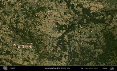 powiat piotrkowski. Polonya 'nın idari bölgesi, Kopernik Sentinel' in Ekim 2024 'te çekilmiş uydu görüntüsü üzerine kurulmuştur.