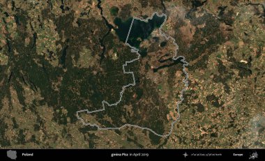 gmina Pisz. Polonya 'nın idari bölgesini Nisan 2019' da çekilen Kopernik Nöbetçi karolarından oluşan bir uydu görüntüsüne göre özetledik.