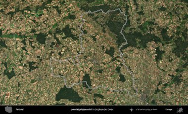 powiat pleszewski. Eylül 2024 'te çekilen Kopernik Nöbetçi karolarından oluşan bir uydu görüntüsünde Polonya' nın idari bölgesinin ana hatları belirlendi
