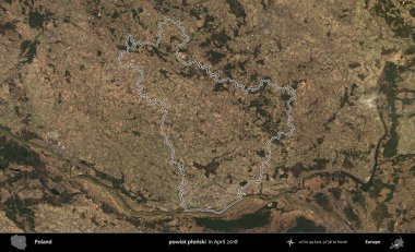 Powiat Pplonski. Polonya 'nın idari bölgesini, Nisan 2018' de çekilen Kopernik Nöbetçi karolarından oluşan bir uydu görüntüsüne göre özetledik.
