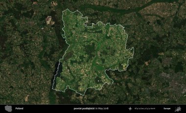 powiat poddebicki. Polonya 'nın idari alanı, Mayıs 2018' de çekilen Kopernik Nöbetçi karolarından oluşan koyu renkli bir uydu görüntüsüyle vurgulandı ve özetlendi