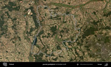 powiat poddebicki. Polonya 'nın idari bölgesini, Ekim 2018' de çekilen Kopernik Nöbetçi karolarından oluşan bir uydu görüntüsüne göre özetledik.