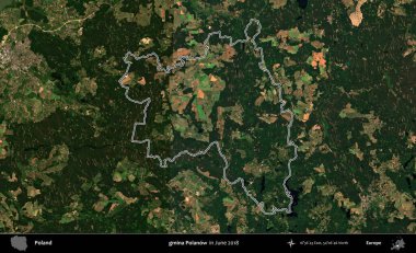 gmina Polanow. Polonya 'nın idari bölgesini Haziran 2018' de çekilen Kopernik Nöbetçi karolarından oluşan bir uydu görüntüsüne göre özetledik.