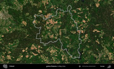 gmina Polanow. Mayıs 2024 'te çekilen Kopernik Nöbetçi karolarından oluşan bir uydu görüntüsünde Polonya' nın idari bölgesinin ana hatları belirlendi