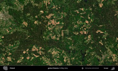 gmina Polanow. Mayıs 2024 'te Copernicus Sentinel karolarından oluşan uydu görüntüsü üzerine Polonya' nın idari bölgesi