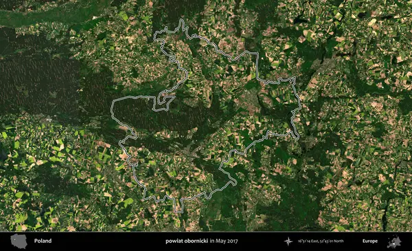 powiat obornicki. Mayıs 2017 'de çekilen Kopernik Nöbetçi karolarından oluşan bir uydu görüntüsü üzerine Polonya' nın idari bölgesinin ana hatlarını belirledik.