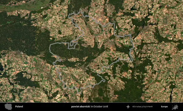 powiat obornicki. Polonya 'nın idari bölgesini, Ekim 2018' de çekilen Kopernik Nöbetçi karolarından oluşan bir uydu görüntüsüne göre özetledik.