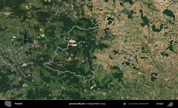 powiat olkuski. Eylül 2023 'te çekilen Copernicus Sentinel karolarından oluşan bir uydu görüntüsü üzerine Polonya' nın idari bölgesinin ana hatlarını belirledik.