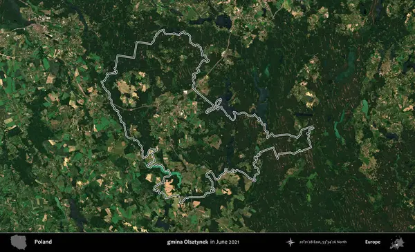 gmina Olsztynek. Polonya 'nın idari bölgesini Haziran 2021' de çekilen Kopernik Sentinel karolarından oluşan bir uydu görüntüsü ile özetledik.