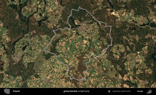 gmina Ostroda. Polonya 'nın idari bölgesini Nisan 2019' da çekilen Kopernik Nöbetçi karolarından oluşan bir uydu görüntüsüne göre özetledik.