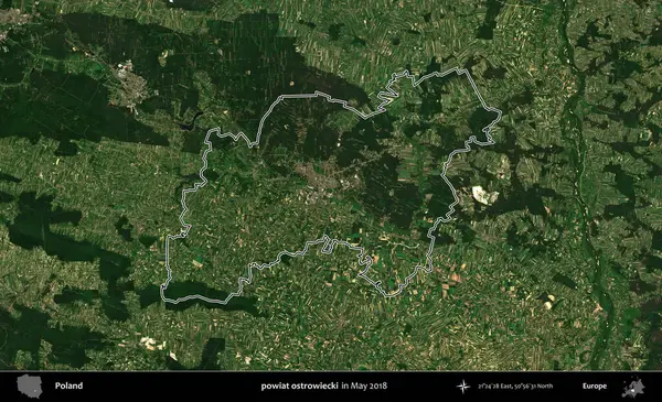 powiat ostrowiecki. Mayıs 2018 'de çekilen Kopernik Nöbetçi karolarından oluşan bir uydu görüntüsü üzerine Polonya' nın idari bölgesinin ana hatlarını belirledik.