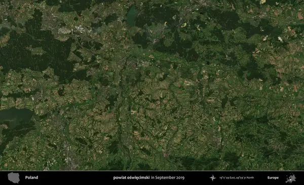 powiat oswiecimski. Eylül 2019 'da çekilen Kopernik Sentinel karolarından oluşan uydu görüntüsü üzerine Polonya' nın idari bölgesi