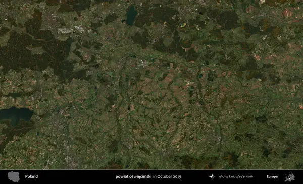powiat oswiecimski. Polonya 'nın idari bölgesi Kopernik Sentinel' in Ekim 2019 'da çekilmiş uydu görüntüsü üzerine kurulmuştur.