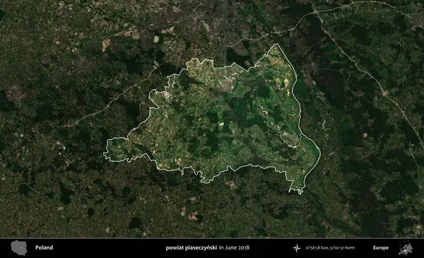 powiat piaseczynski. Polonya 'nın idari alanı, Haziran 2018' de çekilen Kopernik Nöbetçi karolarından oluşan koyu renkli bir uydu görüntüsüyle vurgulandı ve özetlendi
