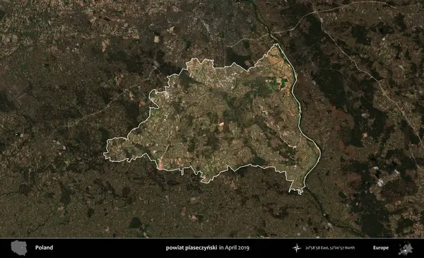 powiat piaseczynski. Polonya 'nın idari alanı, Nisan 2019' da çekilen Kopernik Nöbetçi karolarından oluşan koyu renkli bir uydu görüntüsü üzerine vurgulandı ve özetlendi.