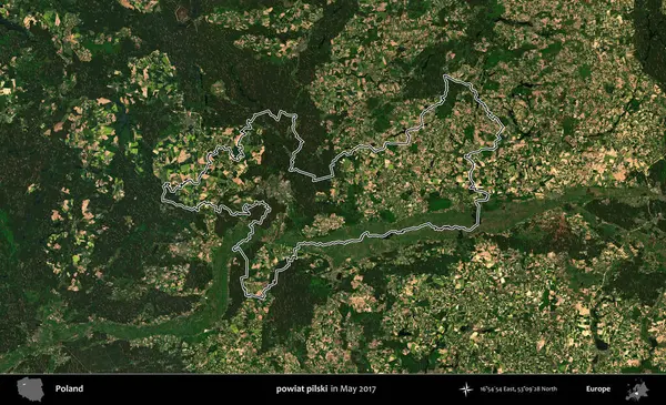 powiat pilski. Mayıs 2017 'de çekilen Kopernik Nöbetçi karolarından oluşan bir uydu görüntüsü üzerine Polonya' nın idari bölgesinin ana hatlarını belirledik.
