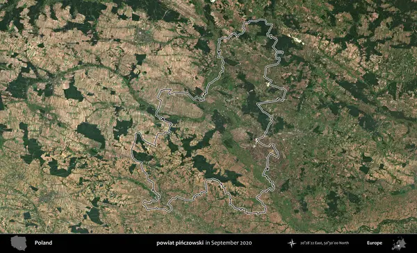powiat pinczowski. Eylül 2020 'de çekilen Kopernik Nöbetçi karolarından oluşan bir uydu görüntüsü üzerine Polonya' nın idari bölgesinin ana hatlarını çizdim.