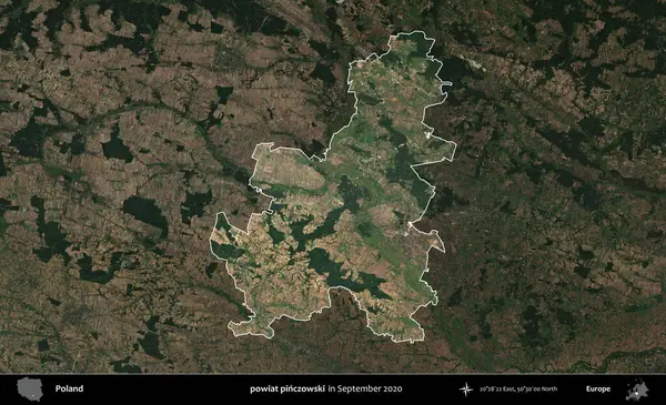 powiat pinczowski. Polonya 'nın idari alanı, Eylül 2020' de çekilen Kopernik Nöbetçi karolarından oluşan koyu renkli bir uydu görüntüsü üzerine vurgulandı ve özetlendi