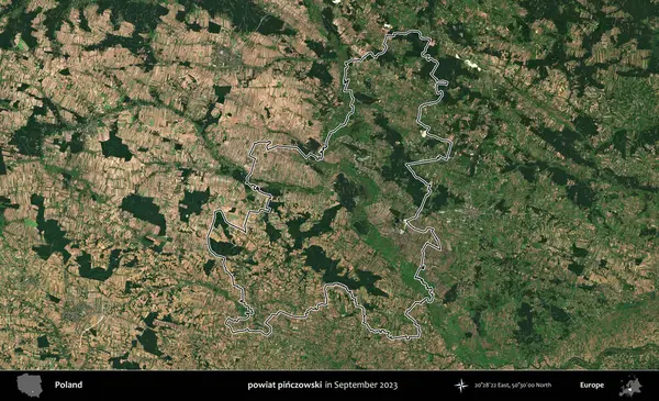powiat pinczowski. Eylül 2023 'te çekilen Copernicus Sentinel karolarından oluşan bir uydu görüntüsü üzerine Polonya' nın idari bölgesinin ana hatlarını belirledik.