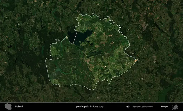 powiat piski. Polonya 'nın idari alanı, Haziran 2019' da çekilen Kopernik Nöbetçi karolarından oluşan koyu renkli bir uydu görüntüsü üzerine vurgulandı ve özetlendi.