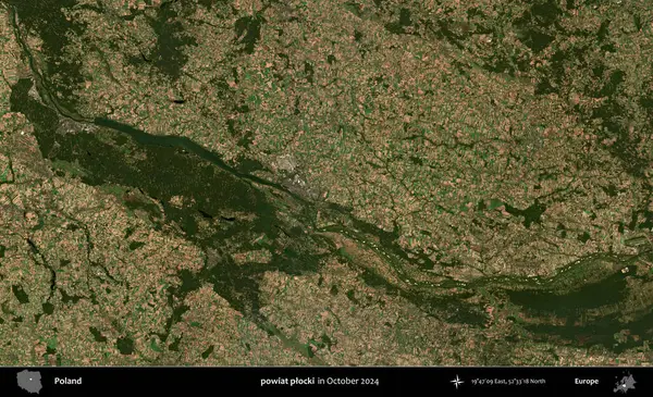 powiat plocki. Polonya 'nın idari bölgesi, Kopernik Sentinel' in Ekim 2024 'te çekilmiş uydu görüntüsü üzerine kurulmuştur.
