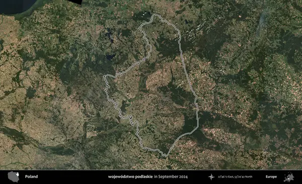 wojewodzz iki podlaskie. Eylül 2024 'te çekilen Kopernik Nöbetçi karolarından oluşan bir uydu görüntüsünde Polonya' nın idari bölgesinin ana hatları belirlendi