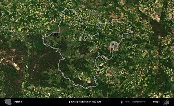 powiat polkowicki. Mayıs 2018 'de çekilen Kopernik Nöbetçi karolarından oluşan bir uydu görüntüsü üzerine Polonya' nın idari bölgesinin ana hatlarını belirledik.