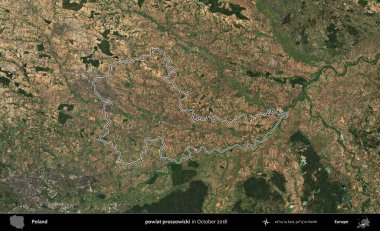 powiat proszowicki. Polonya 'nın idari bölgesini, Ekim 2018' de çekilen Kopernik Nöbetçi karolarından oluşan bir uydu görüntüsüne göre özetledik.