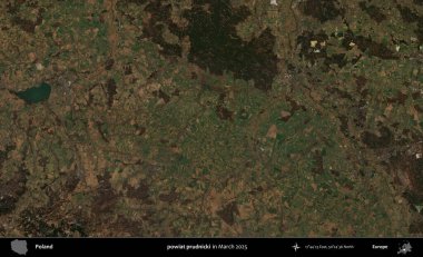 powiat prudnicki. Copernicus Sentinel 'in Mart 2025' te çekilmiş uydu görüntüsü üzerine Polonya 'nın idari bölgesi