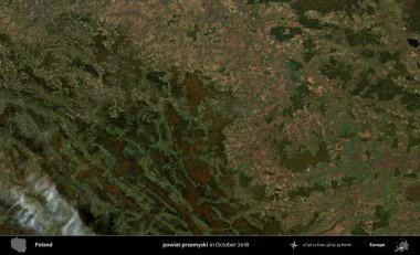 powiat przemyski. Polonya 'nın idari bölgesi, Ekim 2018' de çekilen Kopernik Sentinel karolarından oluşan bir uydu görüntüsü üzerine kurulmuştur.