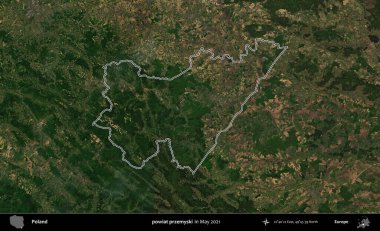 powiat przemyski. Mayıs 2021 'de çekilen Kopernik Nöbetçi karolarından oluşan bir uydu görüntüsü üzerine Polonya' nın idari bölgesinin ana hatlarını belirledik.
