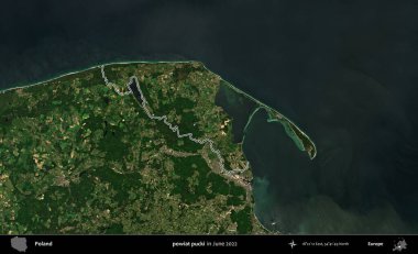 powiat pucki. Polonya 'nın idari bölgesini Haziran 2022' de çekilen Kopernik Sentinel karolarından oluşan bir uydu görüntüsü ile özetledik.