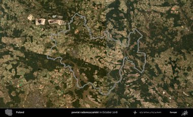 powiat radomszczanski. Polonya 'nın idari bölgesini, Ekim 2018' de çekilen Kopernik Nöbetçi karolarından oluşan bir uydu görüntüsüne göre özetledik.