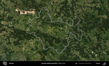 powiat radomszczanski. Mayıs 2024 'te çekilen Kopernik Nöbetçi karolarından oluşan bir uydu görüntüsünde Polonya' nın idari bölgesinin ana hatları belirlendi