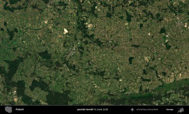 powiat rawski. Copernicus Sentinel 'in Haziran 2018' de çekilmiş uydu görüntüsü üzerine Polonya 'nın idari bölgesi