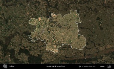 powiat rawski. Polonya 'nın idari alanı, Nisan 2019' da çekilen Kopernik Nöbetçi karolarından oluşan koyu renkli bir uydu görüntüsü üzerine vurgulandı ve özetlendi.