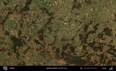 powiat rawicki. Copernicus Sentinel 'in Mart 2025' te çekilmiş uydu görüntüsü üzerine Polonya 'nın idari bölgesi