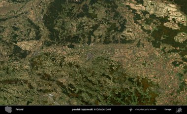 powiat rzeszowski. Polonya 'nın idari bölgesi, Ekim 2018' de çekilen Kopernik Sentinel karolarından oluşan bir uydu görüntüsü üzerine kurulmuştur.