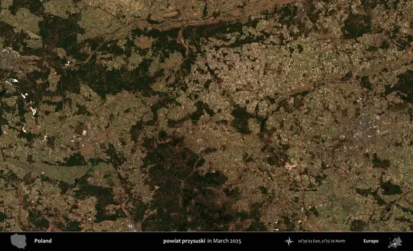powiat przysuski. Copernicus Sentinel 'in Mart 2025' te çekilmiş uydu görüntüsü üzerine Polonya 'nın idari bölgesi