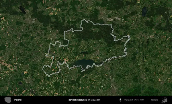 powiat pszczynski. Mayıs 2017 'de çekilen Kopernik Nöbetçi karolarından oluşan bir uydu görüntüsü üzerine Polonya' nın idari bölgesinin ana hatlarını belirledik.