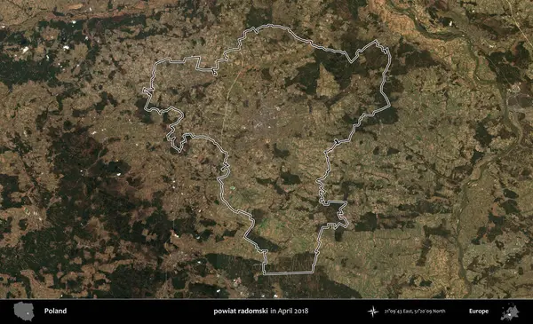 powiat radomski. Polonya 'nın idari bölgesini, Nisan 2018' de çekilen Kopernik Nöbetçi karolarından oluşan bir uydu görüntüsüne göre özetledik.
