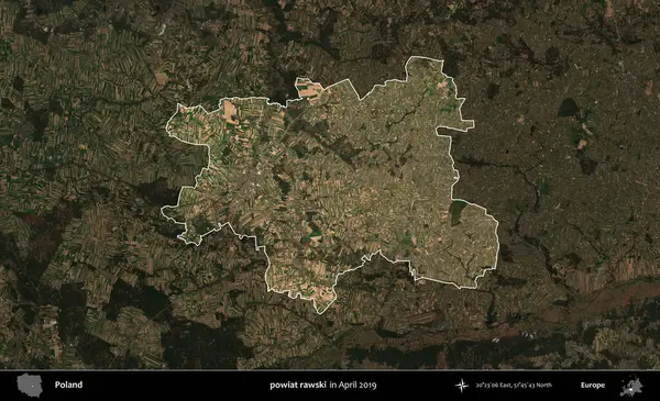 powiat rawski. Polonya 'nın idari alanı, Nisan 2019' da çekilen Kopernik Nöbetçi karolarından oluşan koyu renkli bir uydu görüntüsü üzerine vurgulandı ve özetlendi.