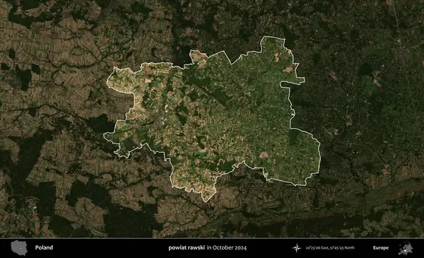 powiat rawski. Polonya 'nın idari alanı, Ekim 2024' te çekilen Kopernik Nöbetçi karolarından oluşan koyu renkli bir uydu görüntüsü üzerine vurgulandı ve özetlendi